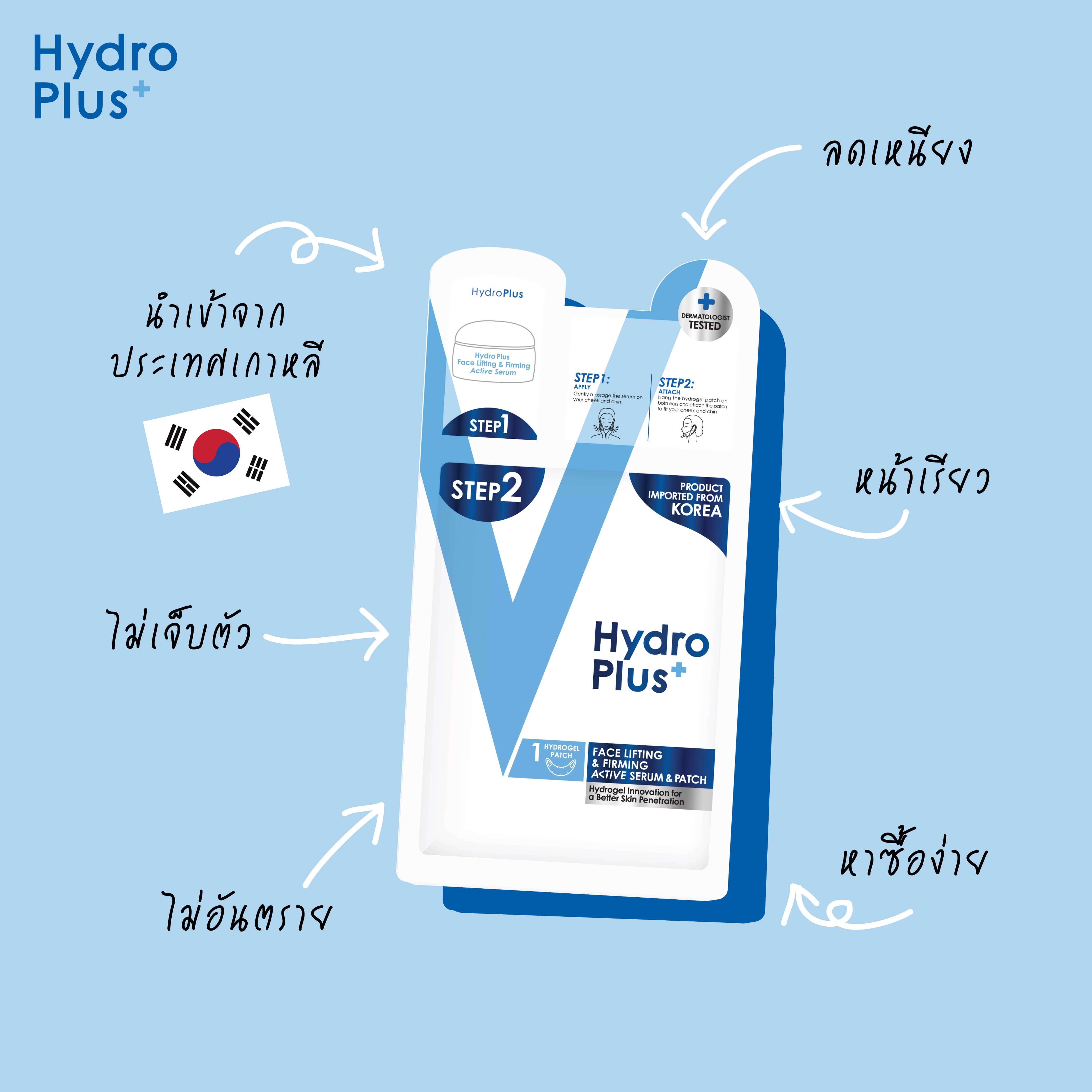 HydroPlus  , มาส์กหน้าเรียว , ยกหน้าวีเชฟ , ACTIVE SERUM , SERUM , ACTIVE PATCH ,  ลดไขมัน