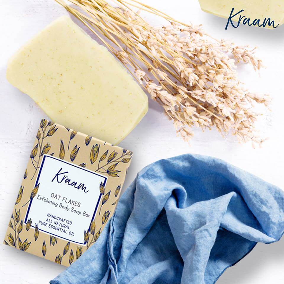 Kraam,สบู่ Kraam,Kraam Oat Flakes Exfoliating Body Soap Bar,Oat Flakes Exfoliating Body Soap Bar 100g,Kraam Oat Flakes Exfoliating Body Soap Bar ราคา,รีวิว Kraam Oat Flakes Exfoliating Body Soap Bar,Kraam Oat Flakes Exfoliating Body Soap Bar ดีไหม,