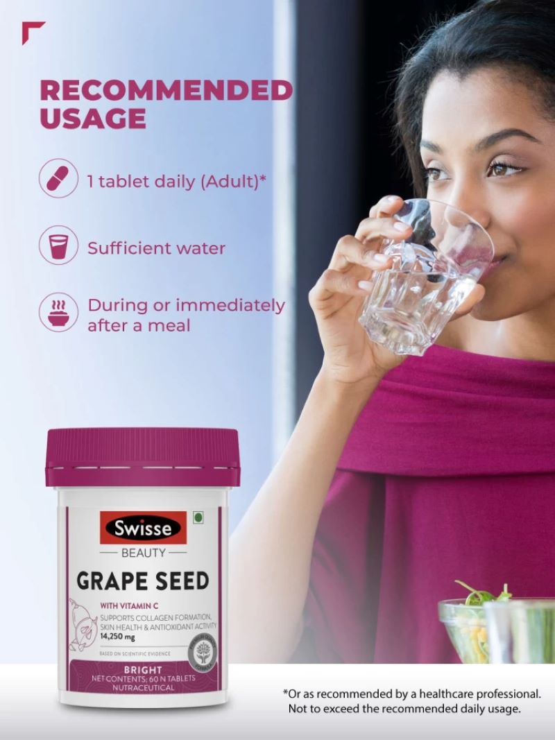 Swisse Grape Seed+Bright With Nicotinamide 180 Tablets, Swisse , Swisse Grape  , สูตรพรีเมี่ยม Swisse Grape Seed + Nicotinamide , Swisse สวิสเซ เกรปซีด สารสกัดจากเมล็ดองุ่น 